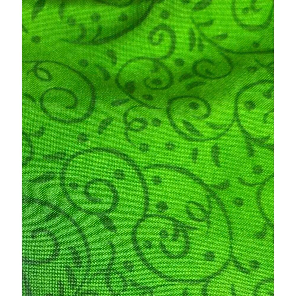 Clothworks Green Swirl Cotton Fabric 1/2 Yard